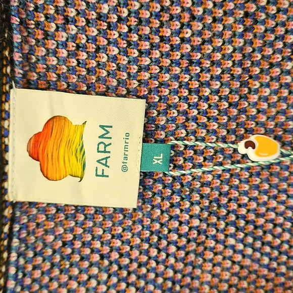 💕FARM RIO💕 Caramel Tropical Stripes Cardigan ~ Tropical Stripes Print XL NWT - Picture 12 of 16